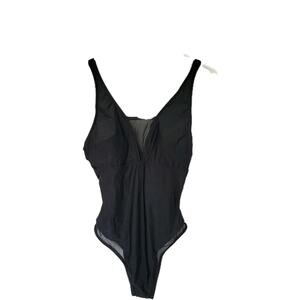 Cupshe One-Piece Swimsuit Black Mesh Detail Criss-Cross Adj Straps Beach Pool
